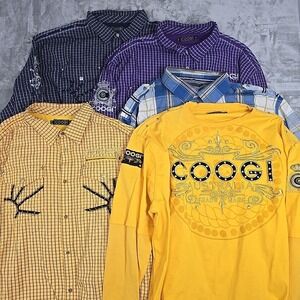 Coogi Mens Button Up Embroidered Long Sleeve Shirt Lot of 5 5XL